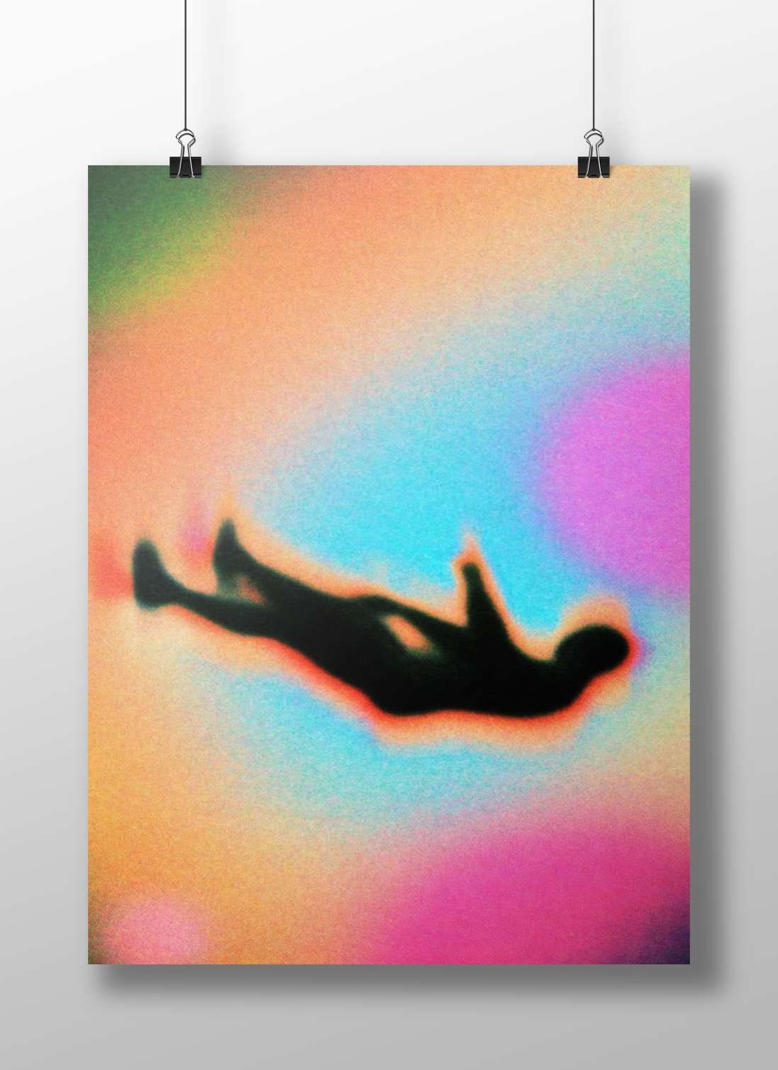 Human silhouette in falling pose Main Subject: Human silhouette in falling pose Matte BoizzBoard rigid print — Art wall art