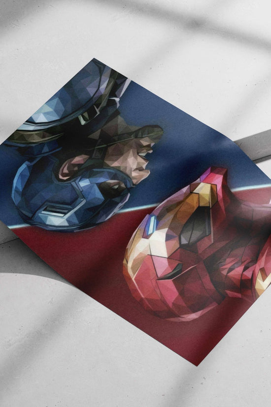 Captain America and Iron Man (Marvel) Main Subject: Captain America and Iron Man (Marvel) Matte poster print — Superhero