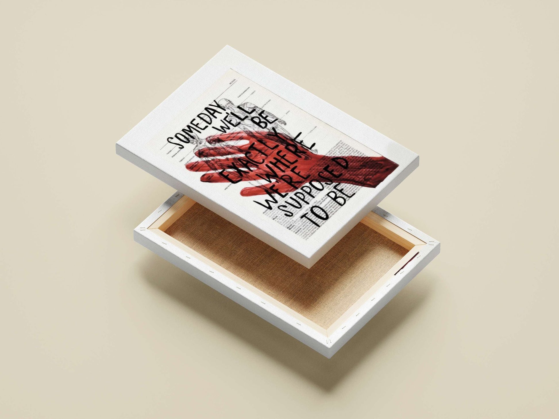 Red handprint Main Subject: Red handprint Canvas wall art — Art wall art India | PosterBoizz
