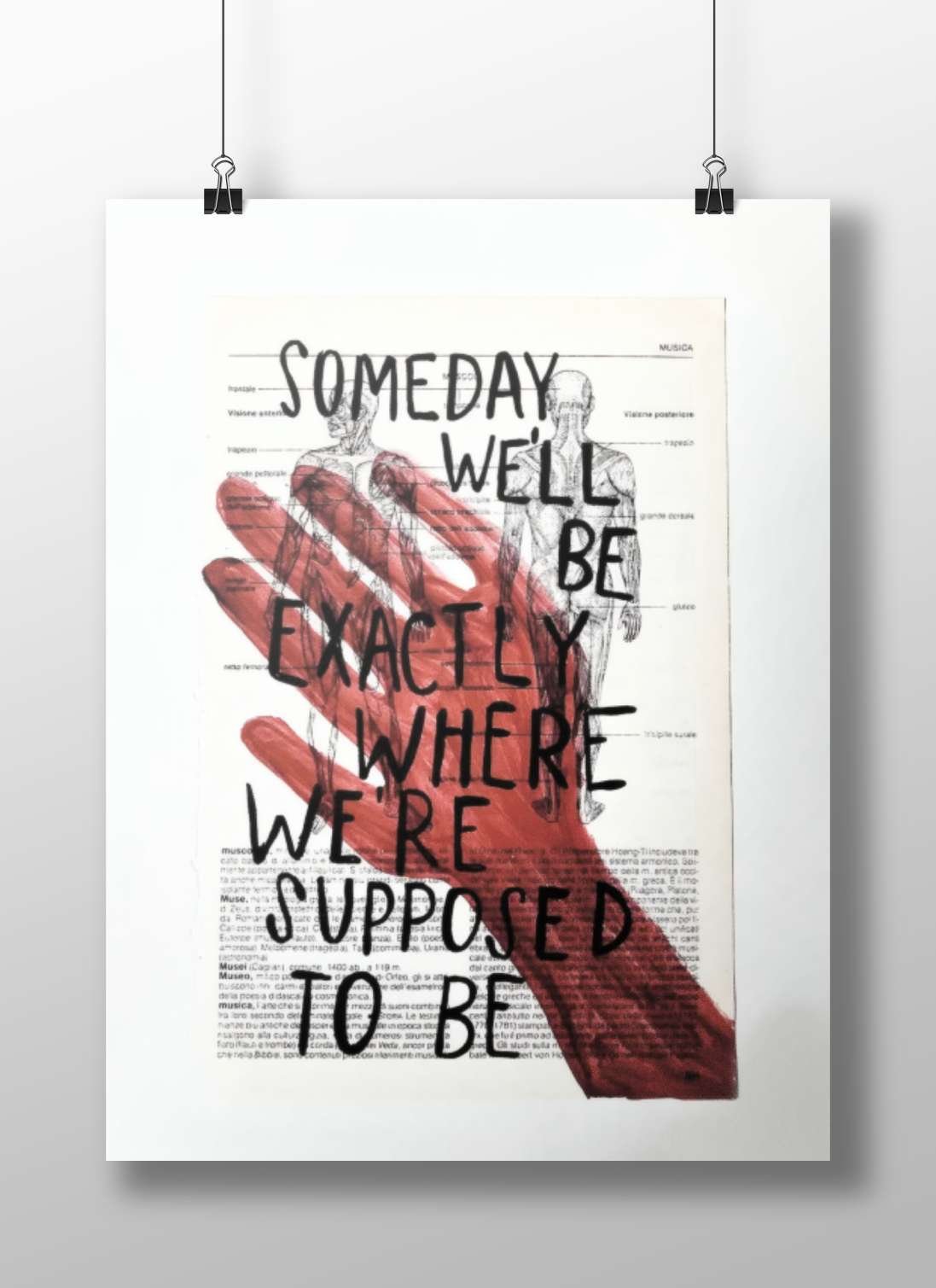 Red handprint Main Subject: Red handprint Matte BoizzBoard rigid print — Art wall art India | PosterBoizz