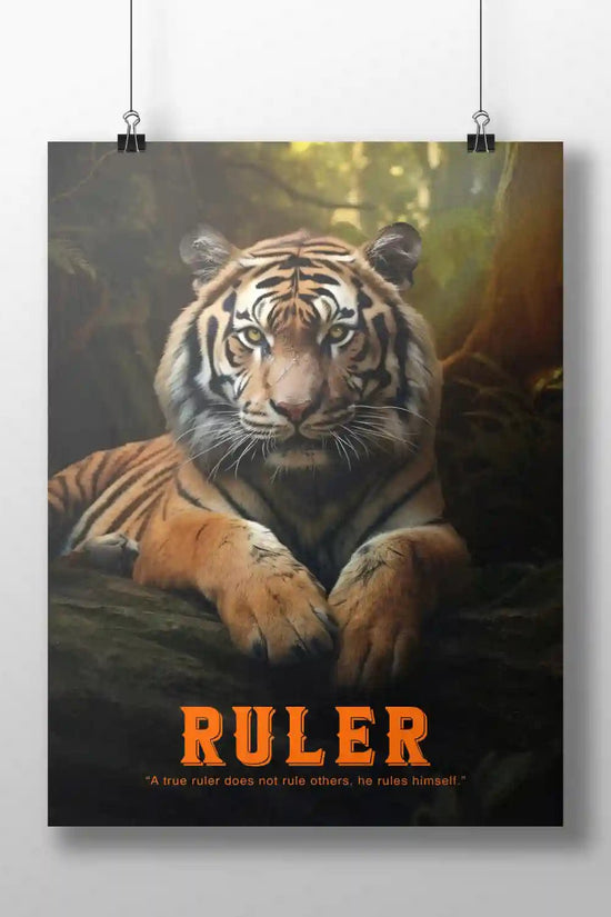 Rigid and durable Tiger Boizzboard featuring bold orange typography, mounted frameless for a sharp, high-definition studio look.