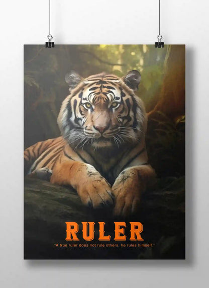RULER – Tiger Motivational Poster | Jungle Wisdom Wall Art | Nikhil