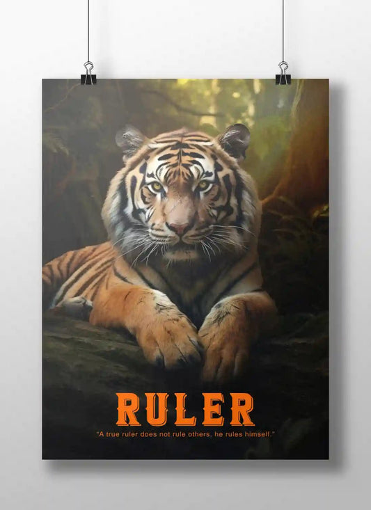 RULER – Tiger Motivational Poster | Jungle Wisdom Wall Art | Nikhil
