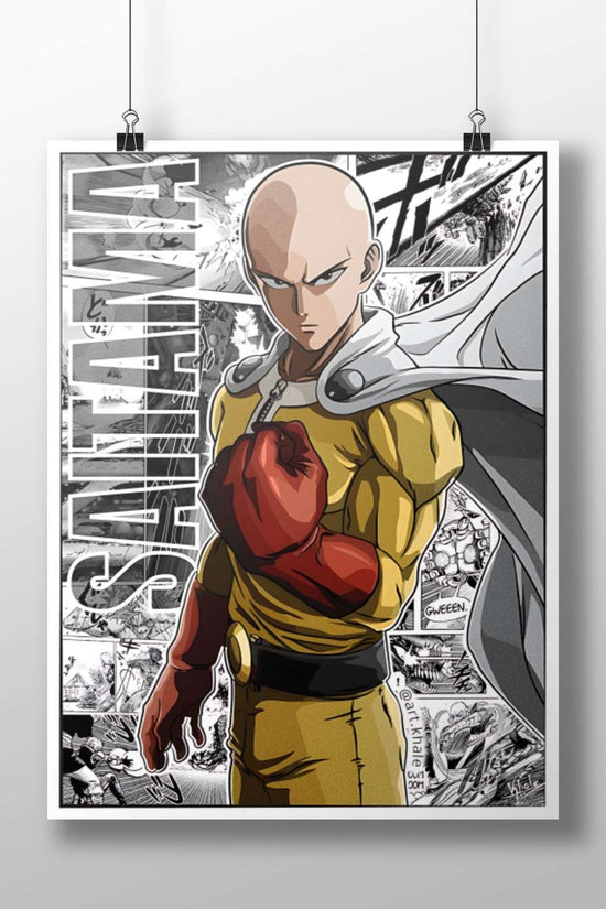 Saitama (from One Punch Man) Main Subject: Saitama (from One Punch Man) Matte BoizzBoard rigid print — Anime wall art India