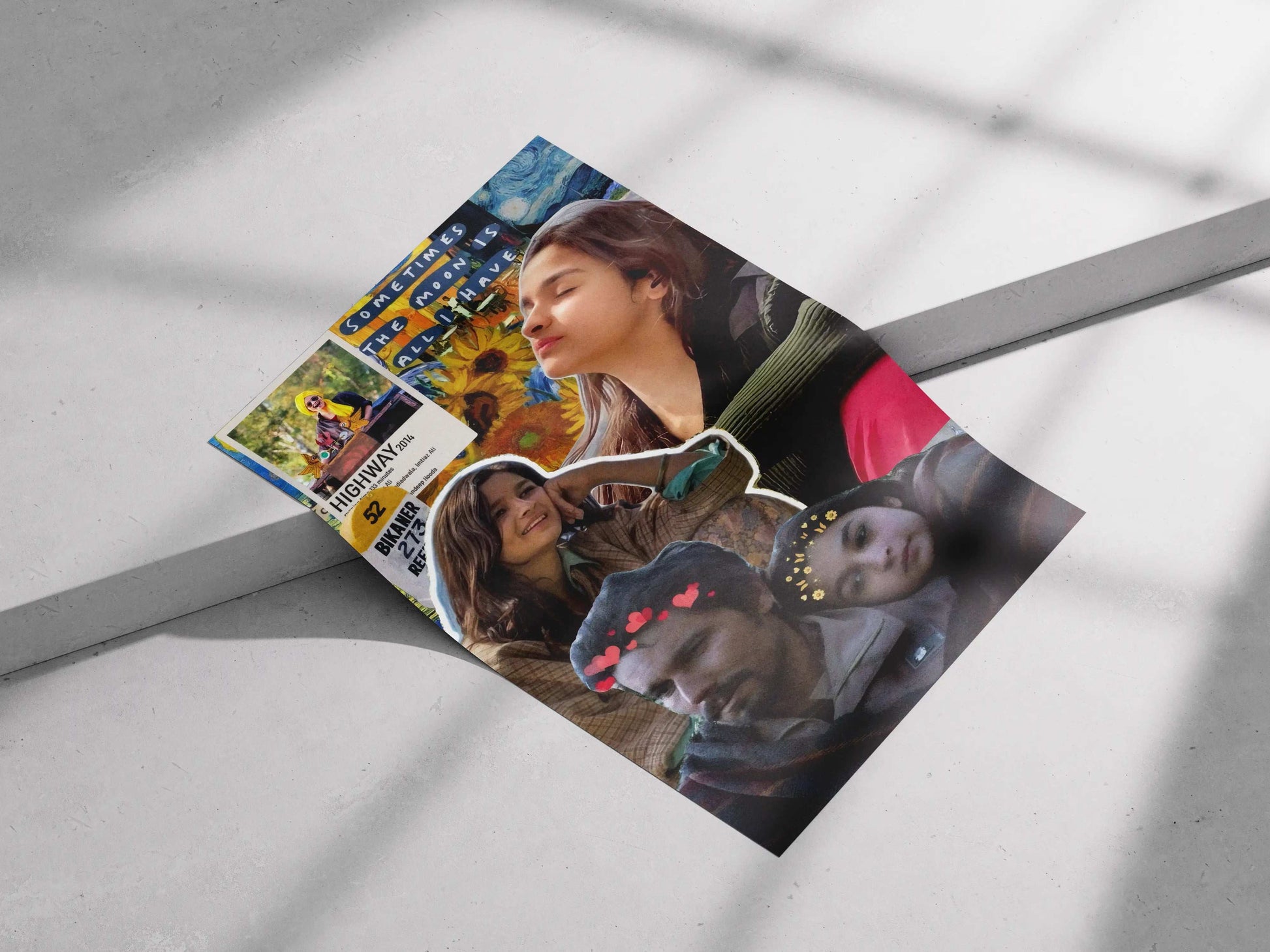 "Sometimes the Moon Is All I Have" Poster – Highway Movie Aesthetic Wall Art | Alia Bhatt & Randeep Hooda Travel Collage Print
