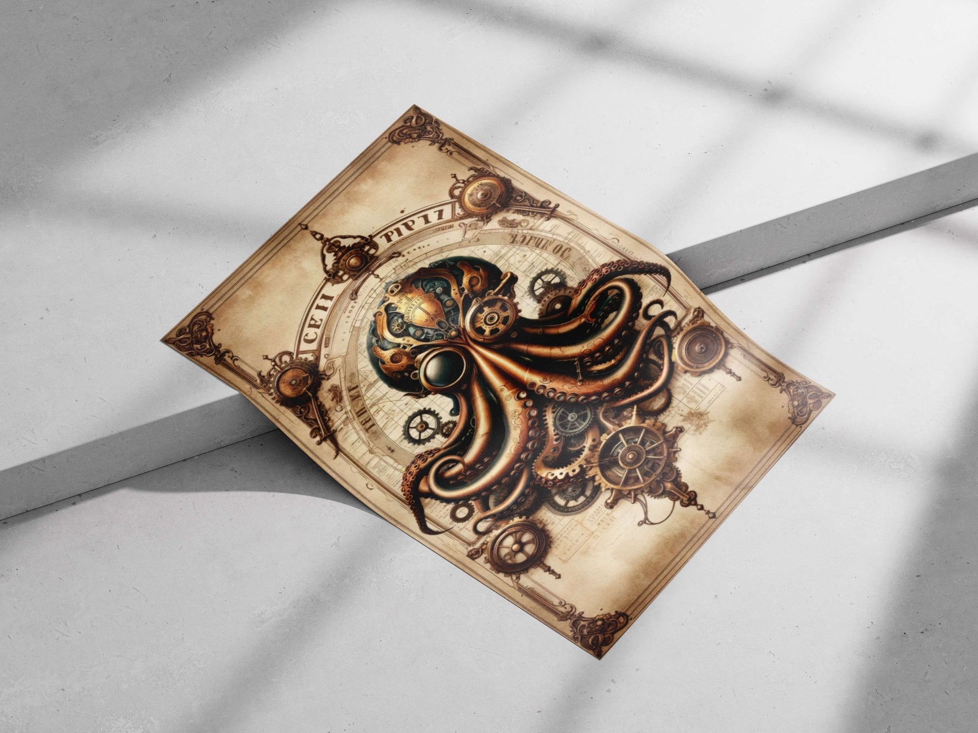 Mechanical Octopus Main Subject: Mechanical Octopus Matte poster print — Art wall art India | PosterBoizz