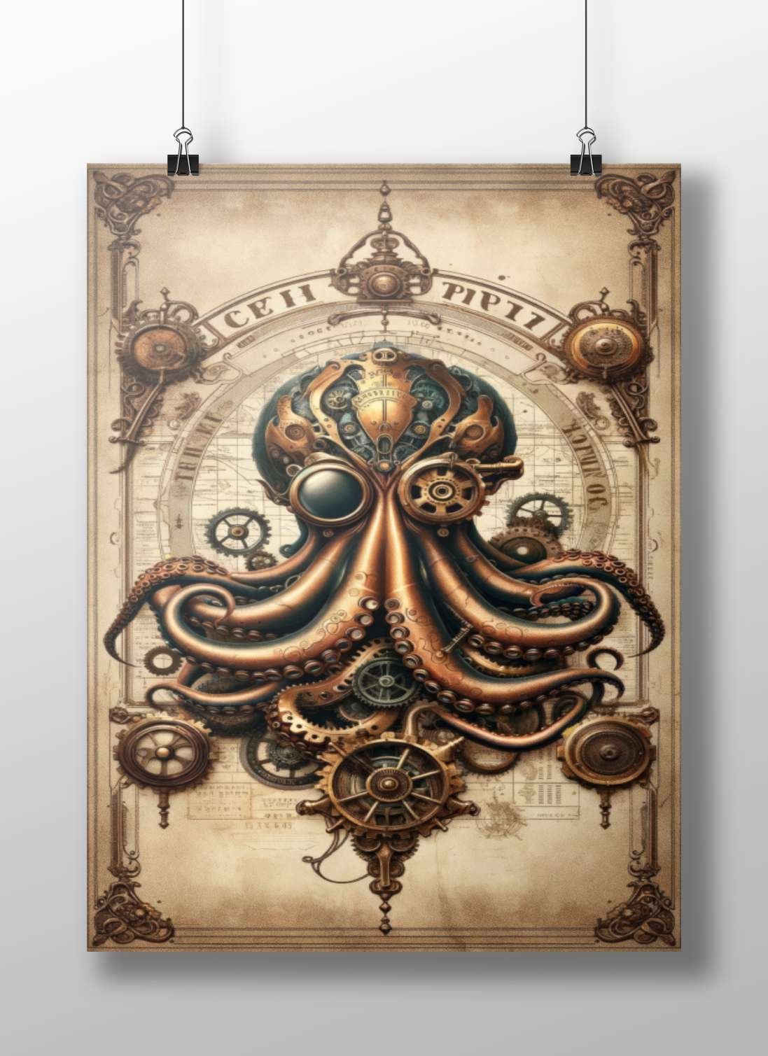 Mechanical Octopus Main Subject: Mechanical Octopus Matte BoizzBoard rigid print — Art wall art India | PosterBoizz