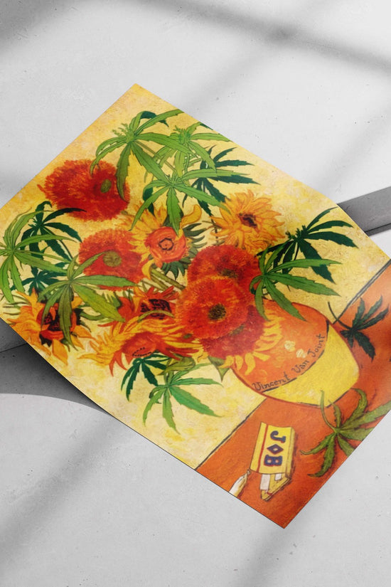 Sunflowers and Cannabis Plants Main Subject: Sunflowers and Cannabis Plants Matte poster print — Art wall art India |