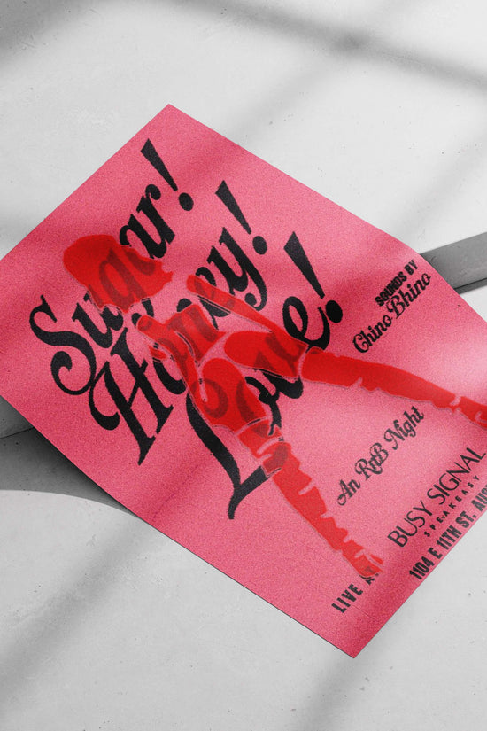 Sugar! Honey! Love! Retro Dance Poster – Bold Text Aesthetic Wall Art