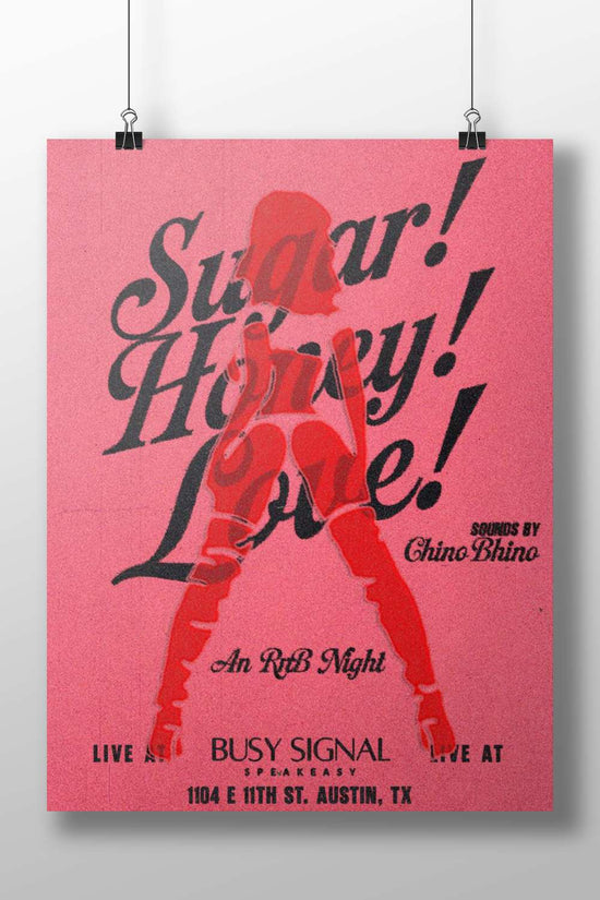 Sugar! Honey! Love! Retro Dance Poster – Bold Text Aesthetic Wall Art