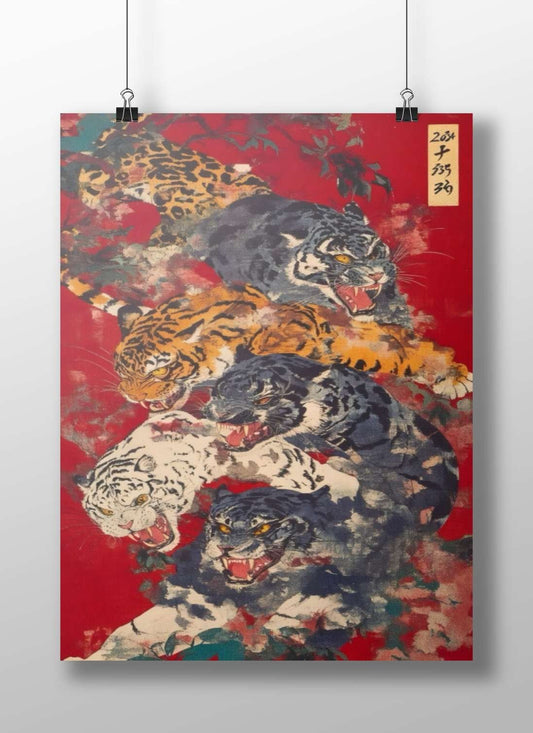 Tigers Main Subject: Tigers Matte BoizzBoard rigid print — Art wall art India | PosterBoizz