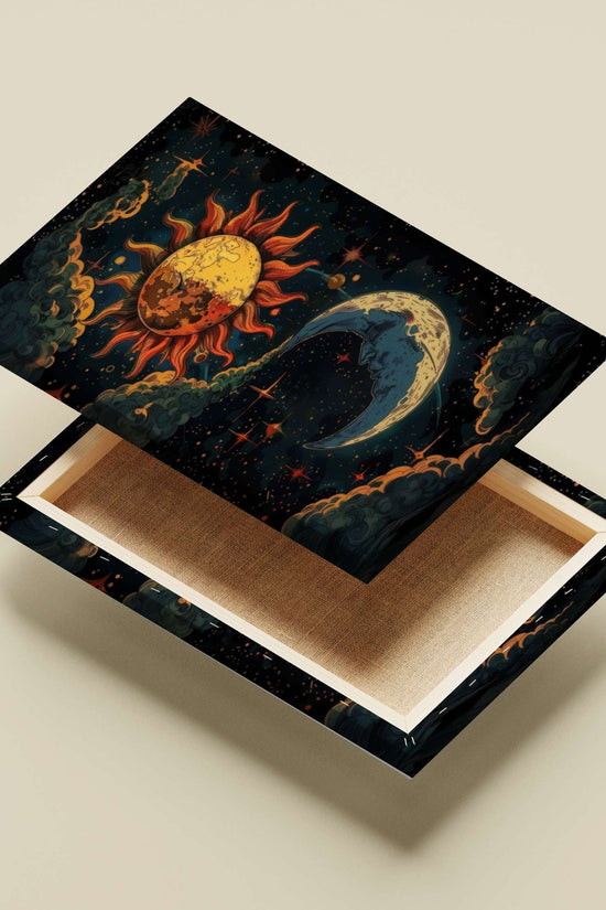 Sun and Moon (anthropomorphic celestial bodies) Main Subject: Sun and Moon (anthropomorphic celestial bodies) Canvas wall