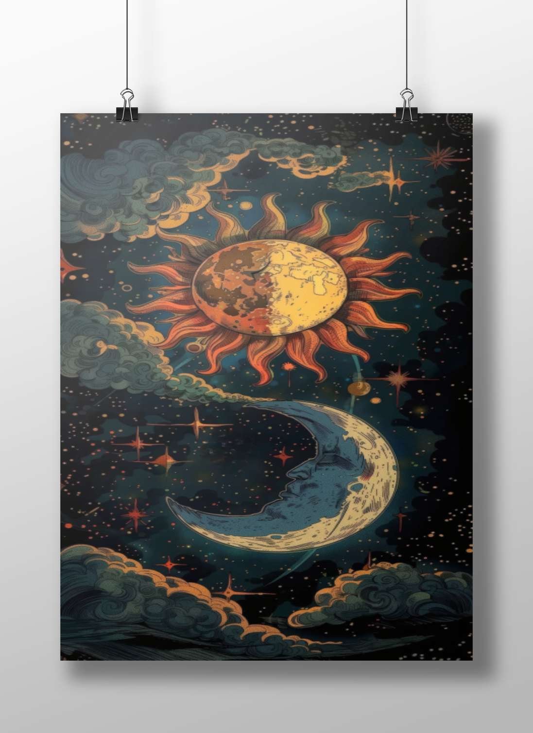 Sun and Moon (anthropomorphic celestial bodies) Main Subject: Sun and Moon (anthropomorphic celestial bodies) Matte