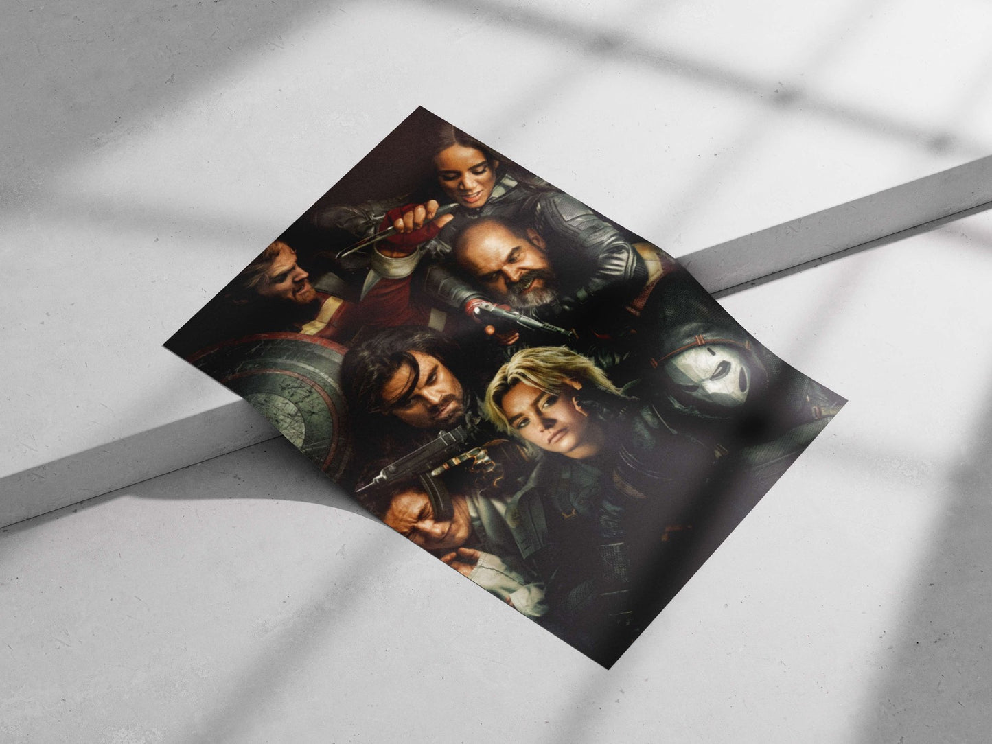 Characters from Marvel's The Falcon and the Winter Soldier (Steve Rogers, Bucky Barnes, Sam Wilson, Sharon Carter, John