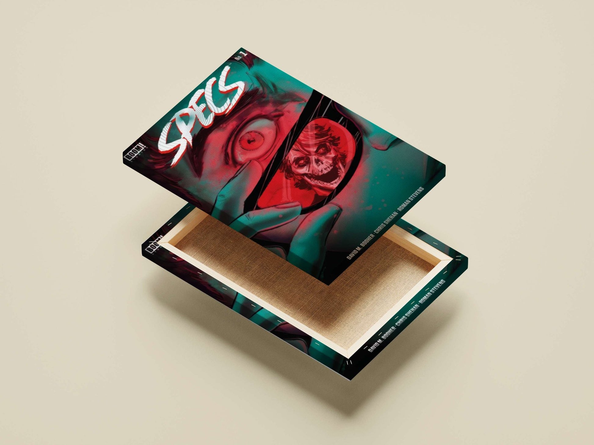 The comic series "Spells" by Boom! Studios (No. 1), featuring a character holding a mirror reflecting a skull. Main Subject: