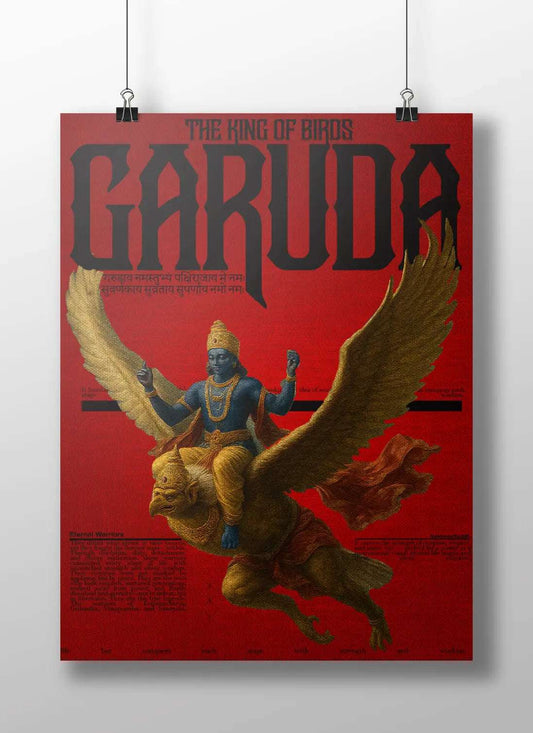 Garuda – The King of Birds Poster | Sanatan Warrior Art | Divine Strength & Wisdom Wall Decor