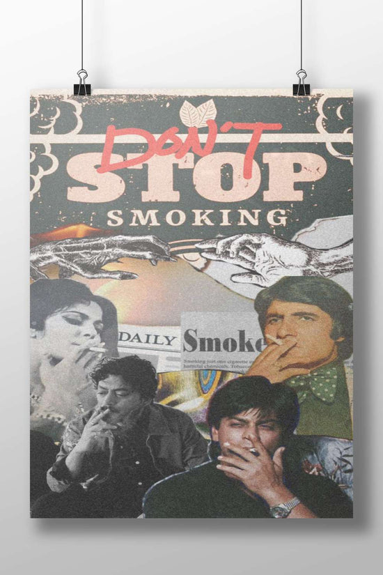Sharmila Tagore (from "Amar Prem"), Rajesh Khanna (from "Shaan") Amar Prem Vintage Smoking Collage Poster