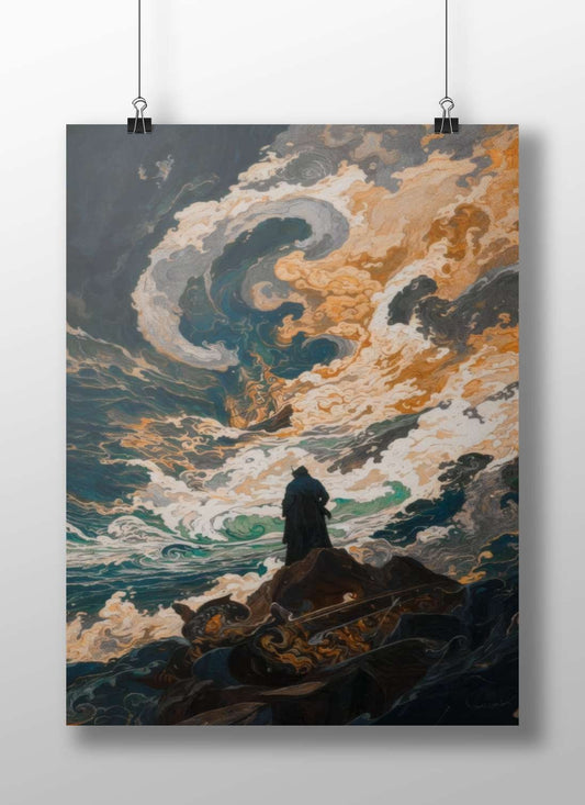 Unidentified Hooded Figure Original/Stand Alone Modern Digital Painting Matte BoizzBoard rigid print — Art wall art India |