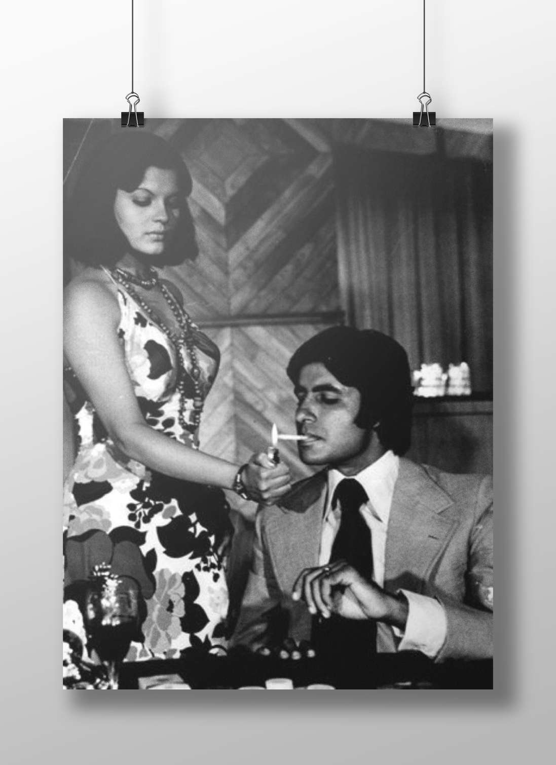 Shelly, Rishi Kapoor Shelly Lighting Cigarette Noir Poster – The Hero 1976 Vintage Wall Art
