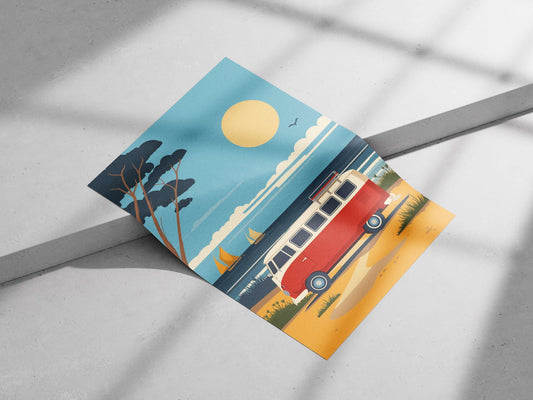 Volkswagen Type 2 van Main Subject: Volkswagen Type 2 van Matte poster print — Cars wall art India | PosterBoizz