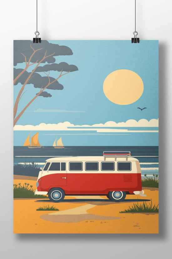 Volkswagen Type 2 van Main Subject: Volkswagen Type 2 van Matte BoizzBoard rigid print — Cars wall art India | PosterBoizz