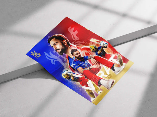 Virat Kohli RCB Poster – Royal Challengers Bangalore Wall Art for Cricket Fans