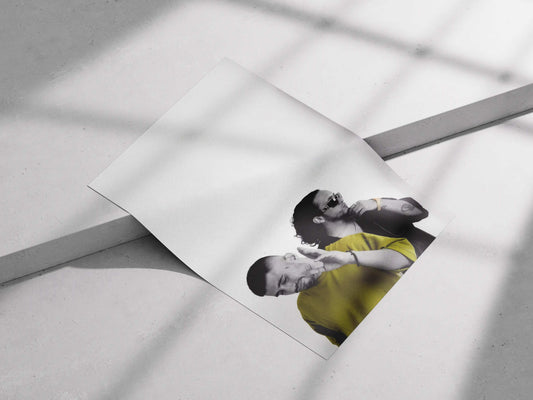 Seedhe Maut Monochrome Edit Poster – Minimalist Hip-Hop Wall Art with Color Pop | Desi Rap Duo Portrait