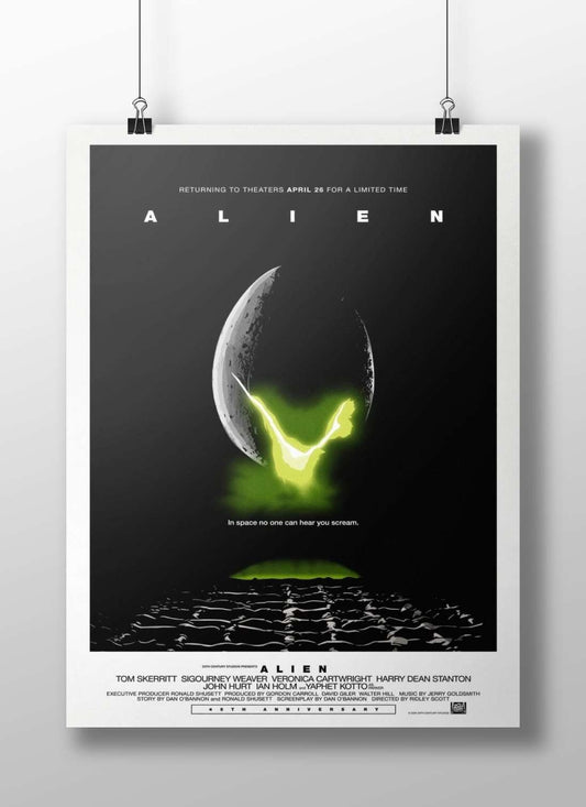 The film "Alien" (part of the Alien franchise) with real actors Tom Skerritt, Sigourney Weaver,