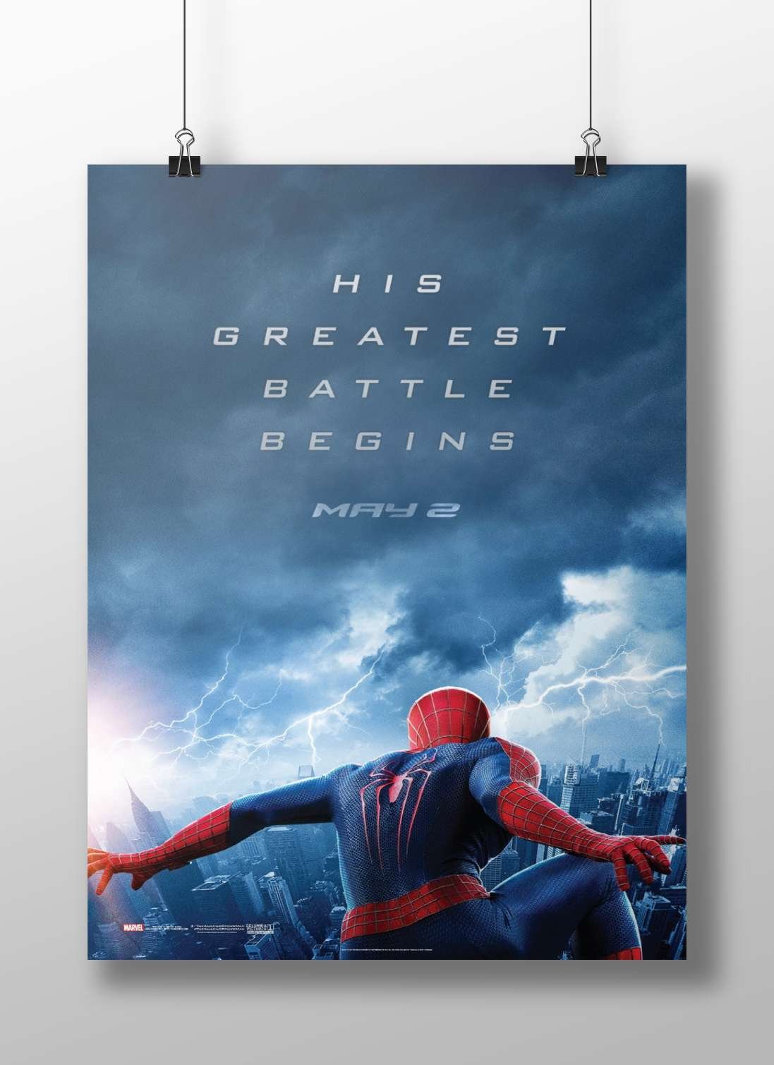 Spider-Man (Marvel franchise, confirmed by "HIS GREATEST BATTLE BEGINS" OCR text referencing the character) Spider-Man