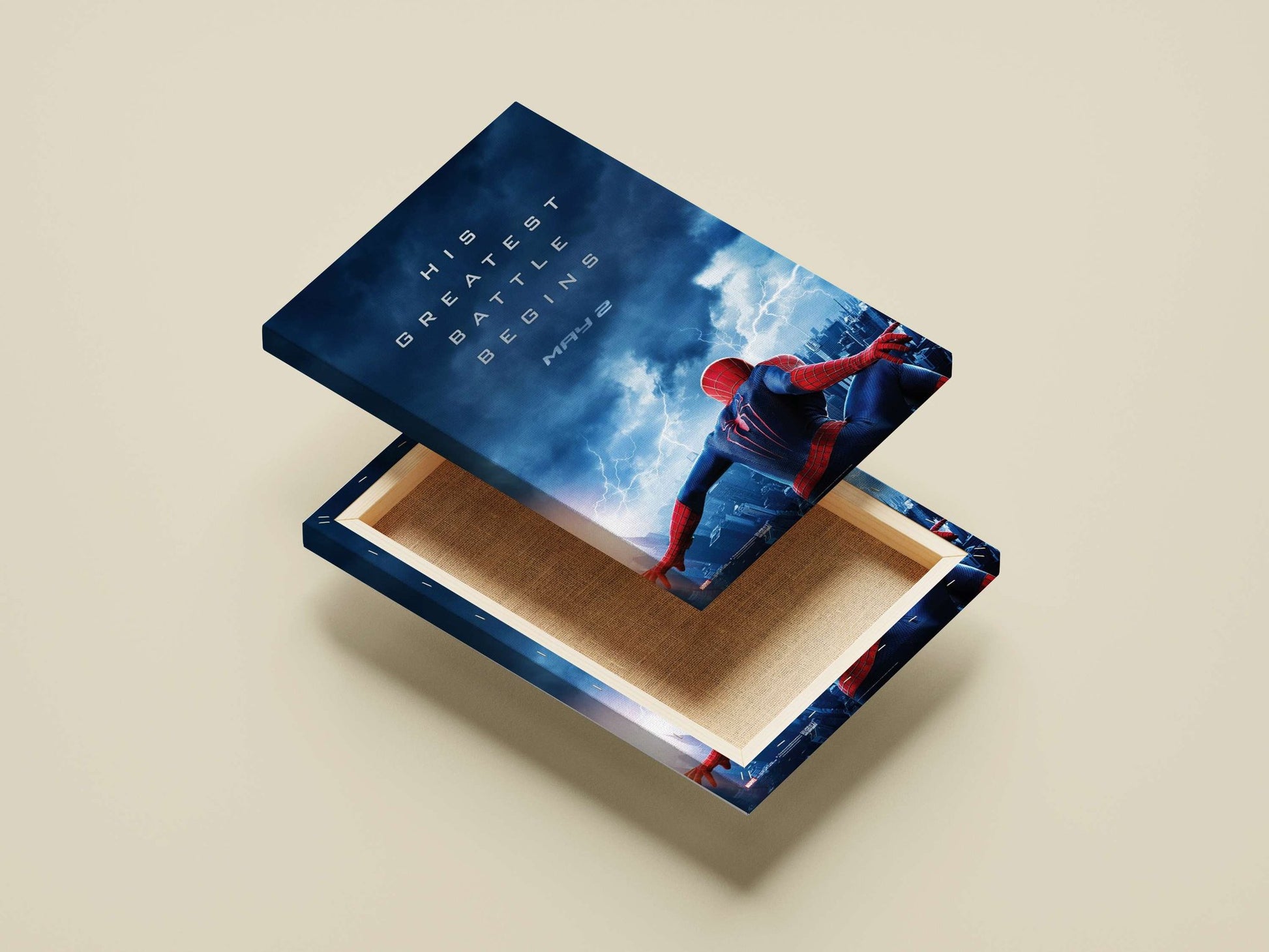 Spider-Man (Marvel franchise, confirmed by "HIS GREATEST BATTLE BEGINS" OCR text referencing the character) Spider-Man