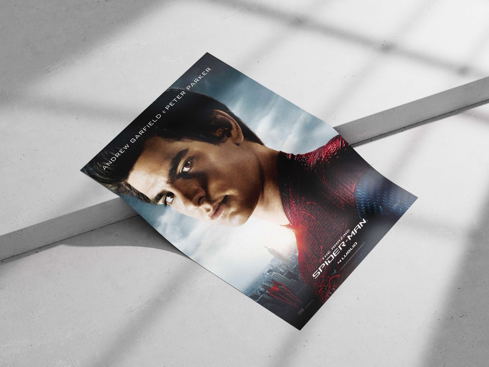 Andrew Garfield as Peter Parker in The Amazing Spider-Man franchise (confirmed by OCR text "SPIBER-MAIN"