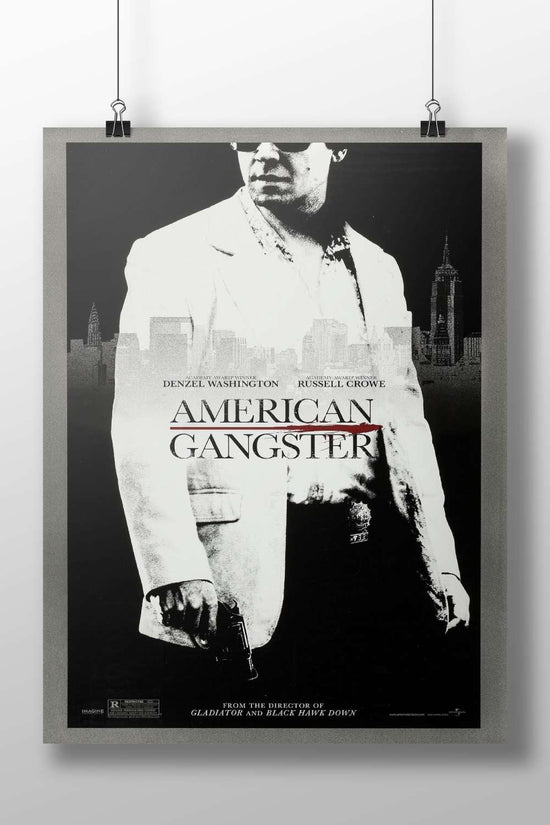 The film "American Gangster" starring Denzel Washington and Russell Crowe. American Gangster - Crime Noir