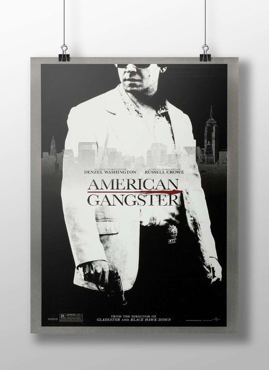 The film "American Gangster" starring Denzel Washington and Russell Crowe. American Gangster - Crime Noir