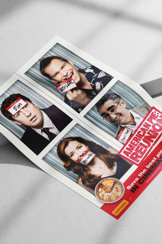 American Pie franchise (specifically "American Pie: Reunion") with characters Jim, Stifler, Michelle, and Jim's Dad