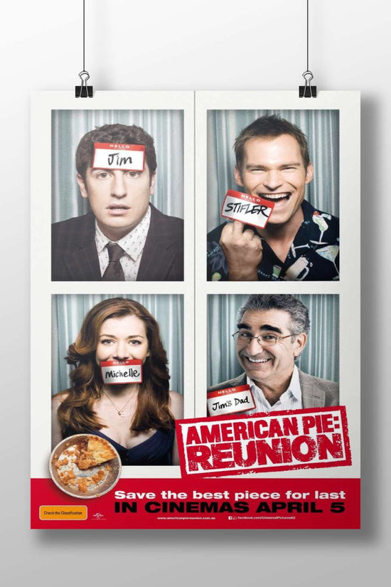 American Pie franchise (specifically "American Pie: Reunion") with characters Jim, Stifler, Michelle, and Jim's Dad