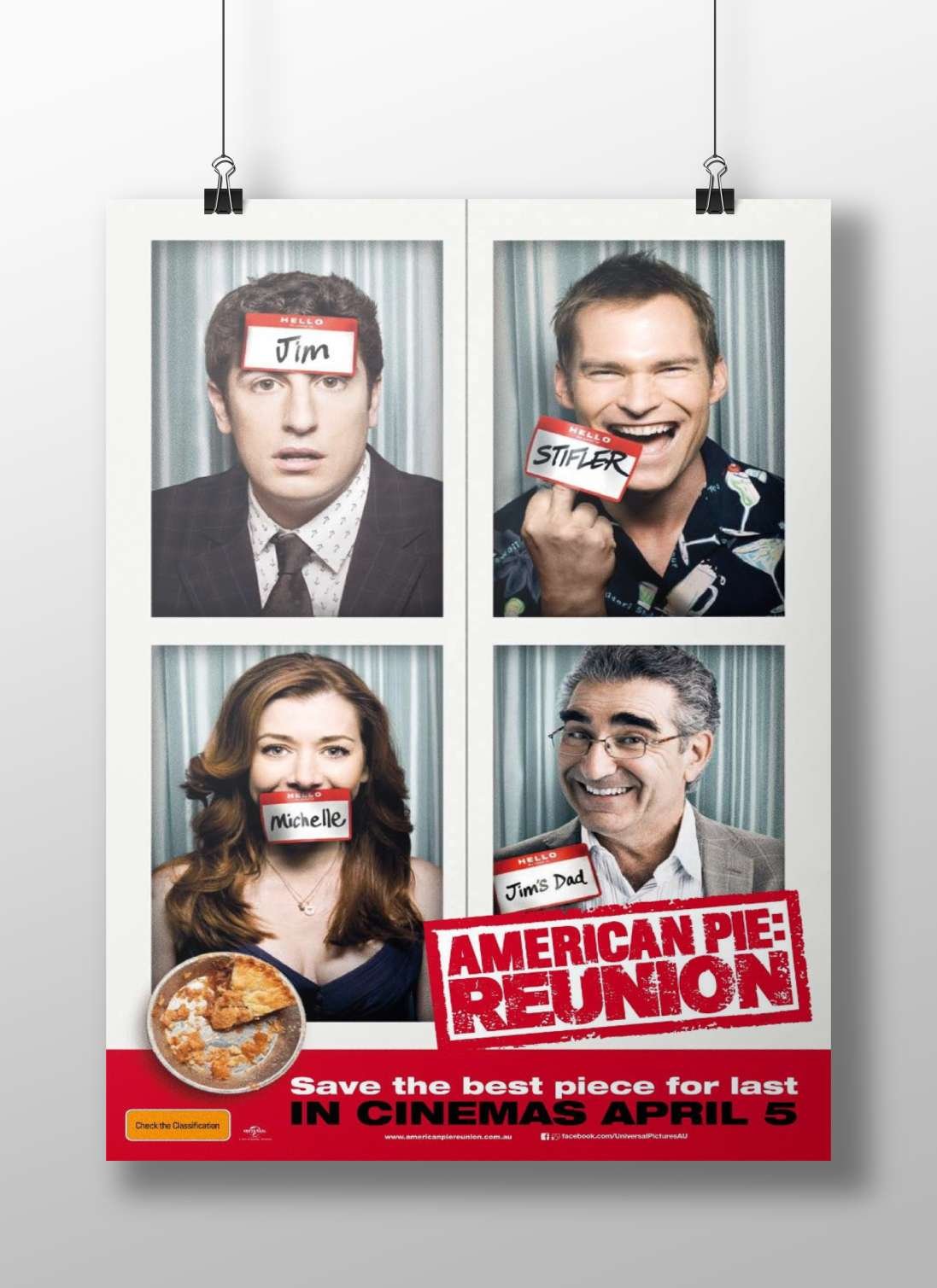 American Pie franchise (specifically "American Pie: Reunion") with characters Jim, Stifler, Michelle, and Jim's Dad