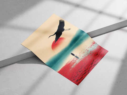Red-crowned Crane Main Subject: Red-crowned Crane Matte poster print — Anime wall art India | PosterBoizz
