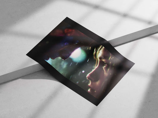 Two human profiles in intimate proximity Main Subject: Two human profiles in intimate proximity Matte poster print — Art