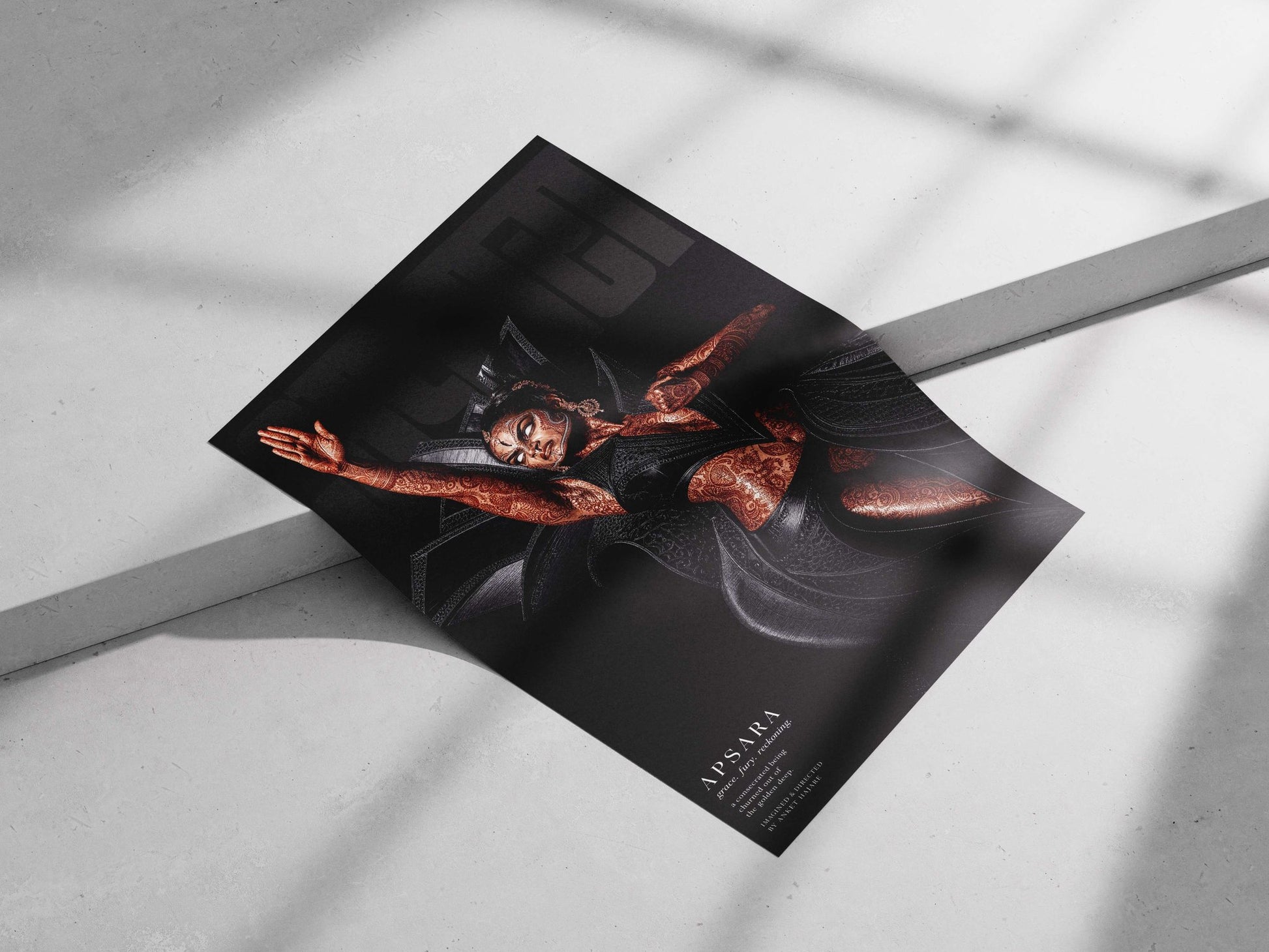 Apsara Hindu Vedic Modern Digital Noir Matte poster print — Sanatan wall art India | PosterBoizz