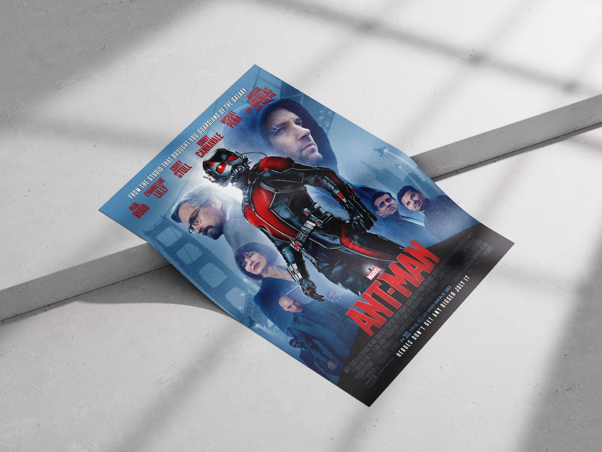 The main subject is the Marvel Cinematic Universe film Ant-Man. Ant-Man Quantum Leap Poster