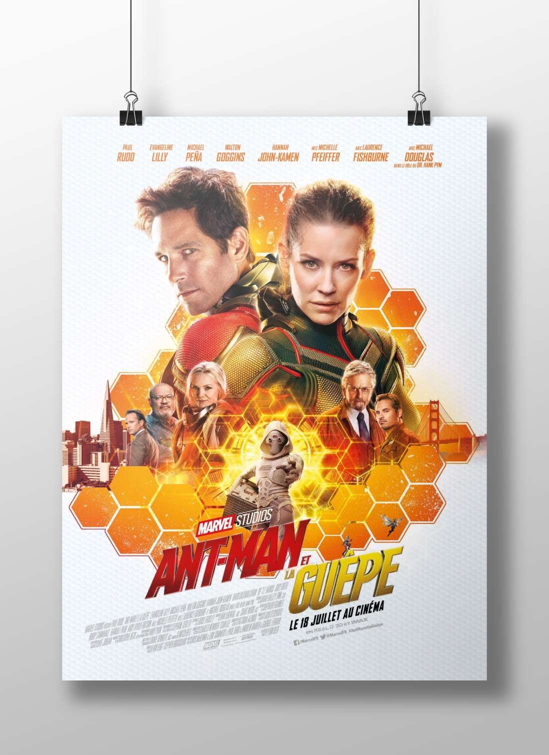 Marvel Cinematic Universe film "Ant-Man et la Guêpe" (Ant-Man and the Wasp) featuring real characters