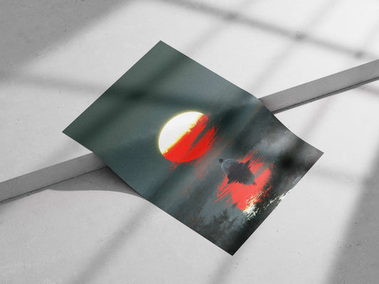 None (generic cultural figure) None (Japanese Cultural Art) Modern Digital Surrealism Matte poster print — Anime wall art