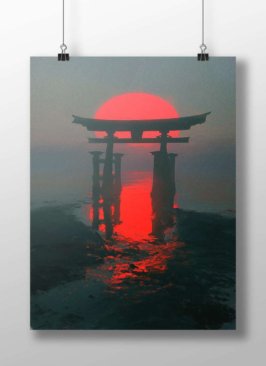 Japanese Torii Gate Main Subject: Japanese Torii Gate Matte BoizzBoard rigid print — Anime wall art India | PosterBoizz
