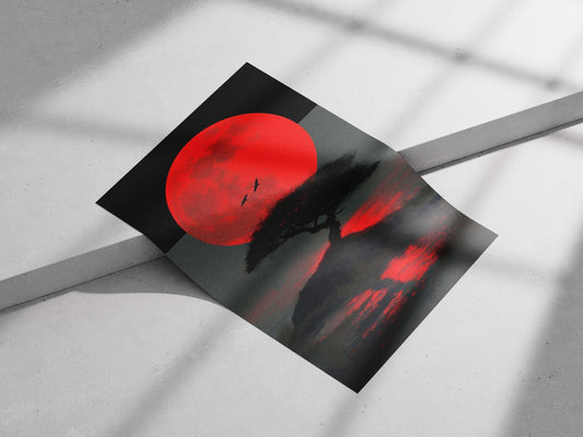 Blood Moon Main Subject: Blood Moon Matte poster print — Art wall art India | PosterBoizz