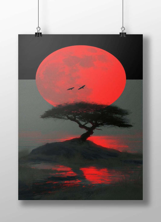 Blood Moon Main Subject: Blood Moon Matte BoizzBoard rigid print — Art wall art India | PosterBoizz