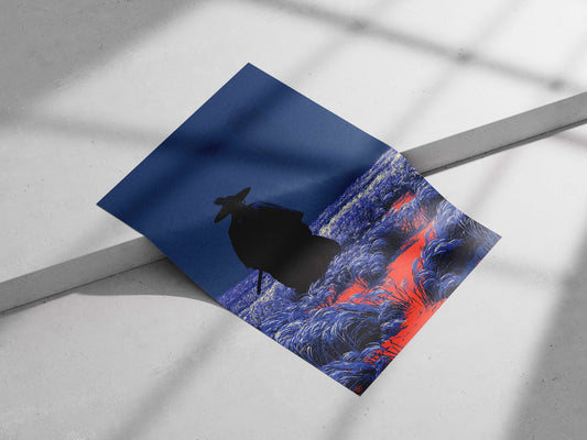 Silhouetted Samurai Figure Anime/Manga (style explicitly anime-inspired) Modern Digital Art Matte poster print — Anime wall