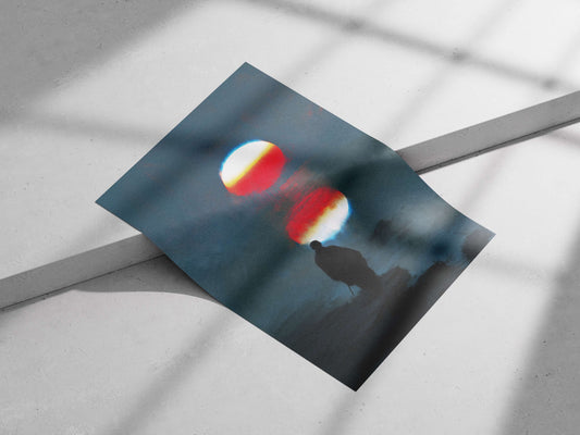 Silhouetted Monastic Figure (Zen-inspired) Japanese Religious (Zen Buddhist) Modern Digital Noir Painting Matte poster print