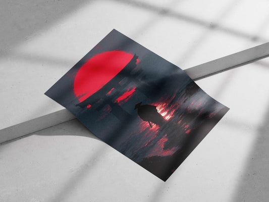 Samurai (silhouette) Main Subject: Samurai (silhouette) Matte poster print — Anime wall art India | PosterBoizz