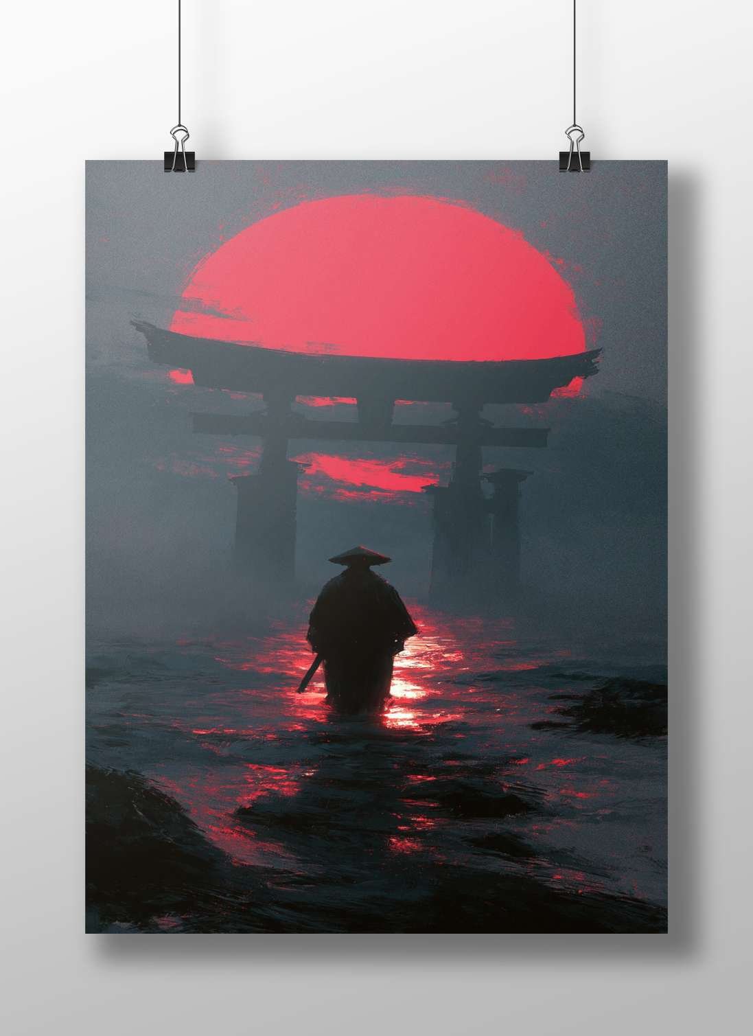 Samurai (silhouette) Main Subject: Samurai (silhouette) Matte BoizzBoard rigid print — Anime wall art India | PosterBoizz