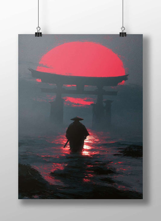 Samurai (silhouette) Main Subject: Samurai (silhouette) Matte BoizzBoard rigid print — Anime wall art India | PosterBoizz